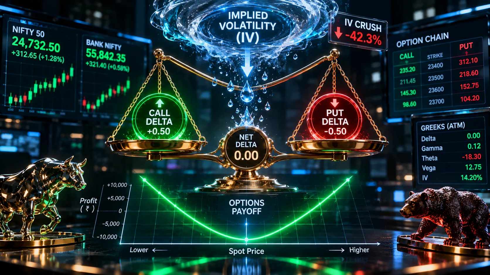 Delta Neutral Option Payoff and IV Crush Chart